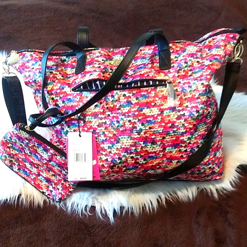 NWT Betsy Johnson Multi Sequin Beautiful Weekender Tote!With Free Matching Wrist